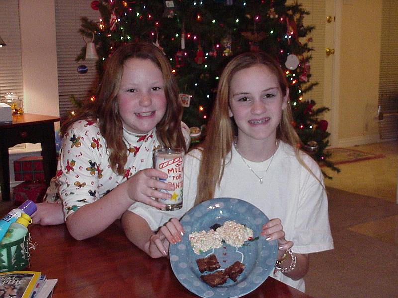 Stephanie and Gretchen with cookies for Santa.jpg - 1999 - Christmas Cookies for Santa - Stephanie & Gretchen